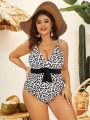 SHEIN Swim Vcay Plus Size Leopard Print One-Piece Swimsuit