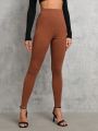 SHEIN Tall Women's Solid Color High Waist Leggings