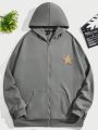 SHEIN Extended Sizes Men'S Plus Size Hoodie With Star Applique