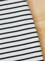 SHEIN Kids EVRYDAY Toddler Girls Striped Button Detail Tee Dress