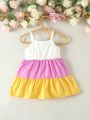 Baby Girls' Multicolor Patchwork Casual Simple Dress