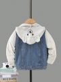Toddler Boys' Casual Fashionable And Cute Cartoon Sweatshirt And Denim Jacket