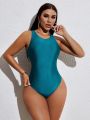 SHEIN Swim Chicsea Women's Criss-Cross Open Back One Piece Swimsuit