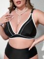 SHEIN Swim Chicsea Plus Size Colorblock Bikini Top