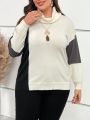 EMERY ROSE Plus Color Block Drop Shoulder Sweater