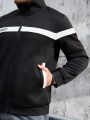 Daily&Casual Men'S Color-Blocked Letter Printed Zip-Up Sports Jacket