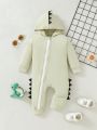 Baby Girl 3D Design Zip Up Hooded Jumpsuit