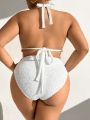 SHEIN Swim Vcay Plus Size Women'S Halter Strap Swimsuit Set