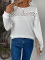 Solid Color Lace Spliced Sweatshirt