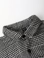 Manfinity Homme Men Plaid & Houndstooth Print Flap Pocket Overcoat Without Hoodie
