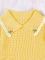 Little Girls' Yellow Collared Sweater Dress