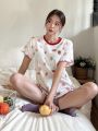 DAZY Women's Cute & Sweet Strawberry Patterned Home Wear Set