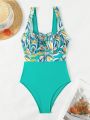 SHEIN Swim Vcay Women'S One Piece Swimsuit With Floral Print, Underwire Free, Print Random