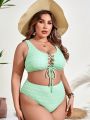 SHEIN Swim Basics Plus Size Women's Strap Swimsuit Set