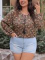 SHEIN VCAY Women's Plus Size Floral Print Shirt