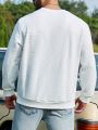 Men's Plus Size Solid Color Round Neck Pullover Sweatshirt