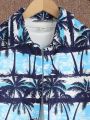 SHEIN Kids Nujoom Boys' Coconut Tree Printed Shirt And Shorts Set For Big Kids