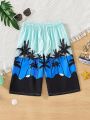 Tween Boy Coconut Tree Print Drawstring Waist Shorts