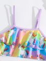 Little Girls' Unicorn Print Swimwear Set