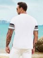 Men Plus Bird Print Color Block Tee