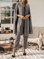 SHEIN Privé Women's Cape Sleeve Suit Jacket And Pants Set