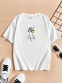 Teen Boys' Casual Cartoon Pattern Short Sleeve T-Shirt Suitable For Summer