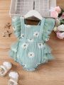 Baby Girl Daisy Print Flutter Sleeve Romper