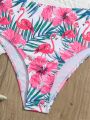 Teenage Girls' Tropical Printed Swimsuit Set