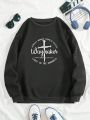 Plus Letter Graphic Thermal Lined Sweatshirt