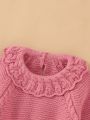 Baby Girl Raglan Sleeve Keyhole Back Knit Bodysuit