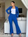 SHEIN SXY Women'S Solid Color Split-Leg Flared Suit Pants