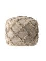 Jucar Handcrafted Boho Wool and Cotton Pouf, Gray