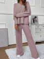 SHEIN LUNE Casual Women's Buttoned Cardigan Sweater 2pcs/set