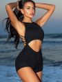 SHEIN Swim SXY Women's Hollow Out Backless One Piece Swimsuit