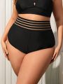 SHEIN Swim SPRTY Plus Size Swim Bottoms With Waist Cut-Out Design