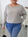 SHEIN Essnce Plus Batwing Sleeve Ribbed Knit Sweater