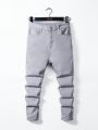 SHEIN Teen Boys' Casual Comfortable High Stretch Skinny Grey Jeans For Summer