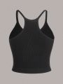 3pcs Solid Color Ribbed Athletic Tank Tops With Striped Details