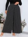 SHEIN Clasi Plus Polka Dot Print Wide Leg Pants