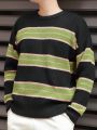 Men'S Striped Drop-Shoulder Long-Sleeved Sweater