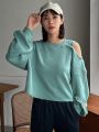 FRIFUL Women's Off-the-shoulder Sweatshirt