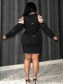SHEIN Slayr Plus Size Women'S Off Shoulder Sequin Dress