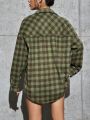 Women's Drop-shoulder Plaid Shirt