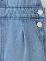 Toddler Girls Patched Pocket Denim Overalls