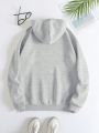 Car And Letter Graphic Drawstring Thermal Lined Hoodie