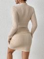 SHEIN Frenchy Long-Sleeved Dress With Ruffled Edges