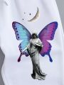 Men's Sculpture And Butterfly Printed Drawstring Waist Joggers