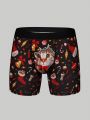 Men Cat & Fish Print Boxer Brief