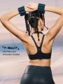 GLOWMODE Foiled Leather Effect Square Neck Y-back Sports Bra Stitch-Free Construction