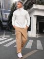 Manfinity Homme Men's Plus Size High Neck Twist Knit Sweater